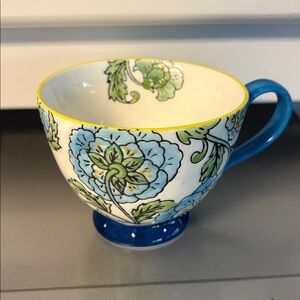 Paper Source Blue and Green Floral Mug